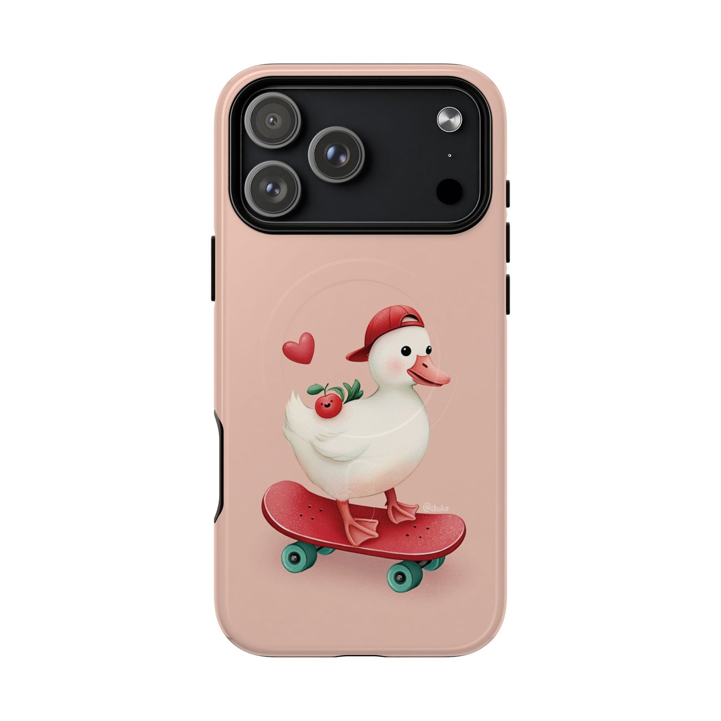 Duck Skateboard Magnetic Phone Case — Cute Pink Protective iPhone Cover