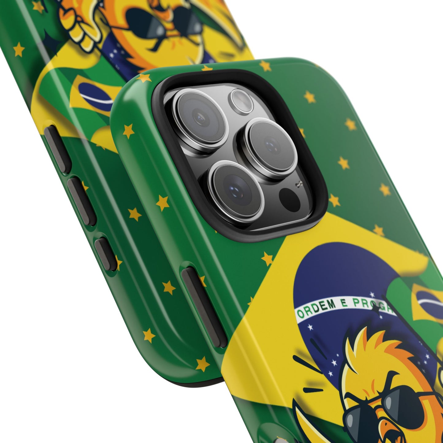 Brazil Flag Tough Phone Case — Cool Cartoon Bird with 'Ordem e Progresso' Design