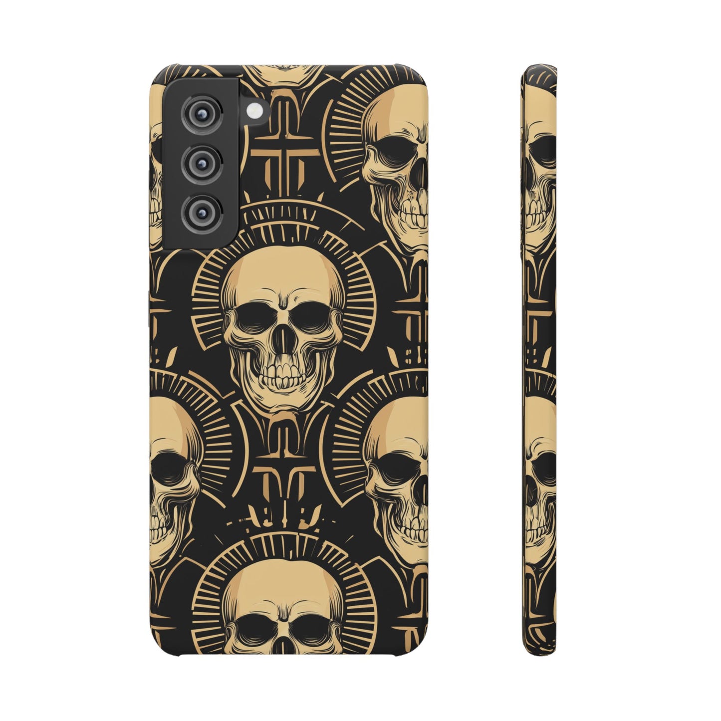 Skull Print Snap Case, Edgy Phone Cover for Goth Lovers, Protective Shell for Halloween, Unique Gift for Him or Her