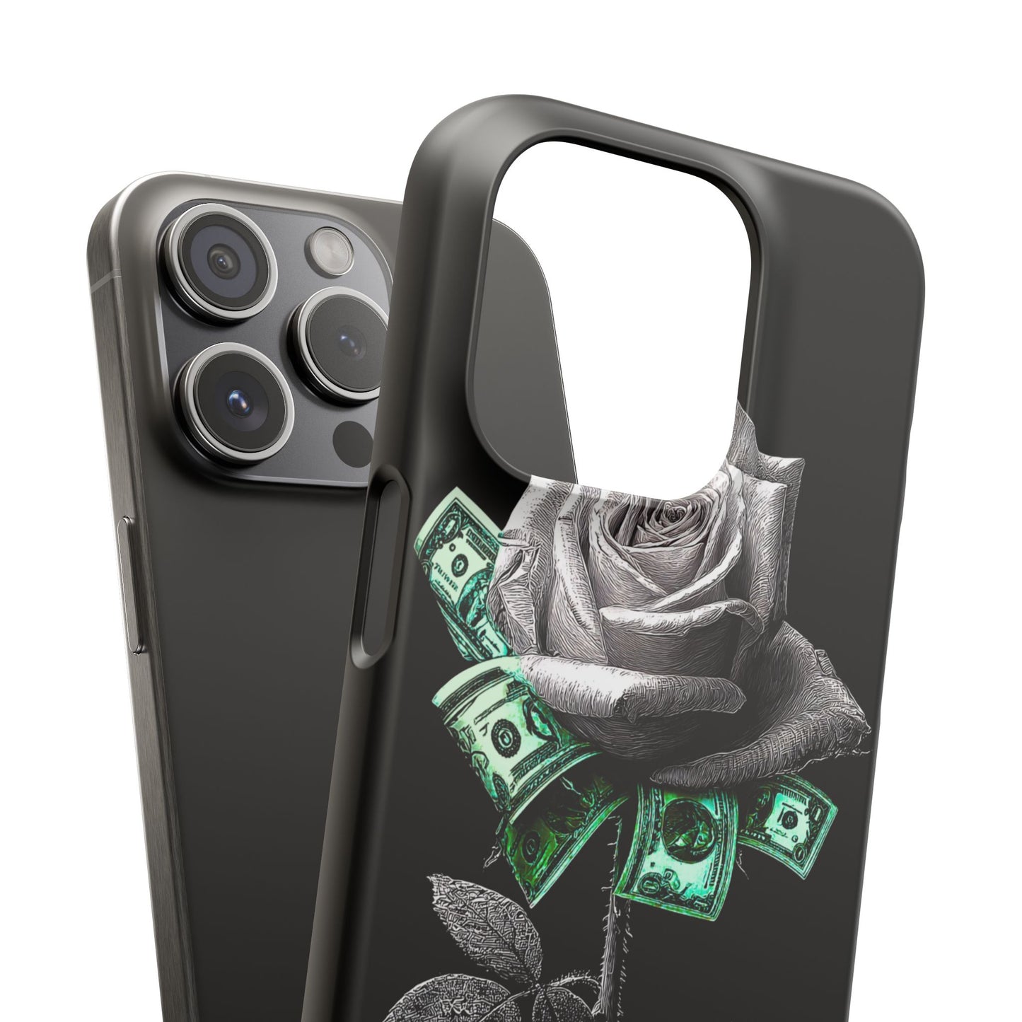 Stylish Rose & Money Snap Case - Floral Phone Protection, Trendy Gift for Him/Her, Birthday Present, Accessories for Teens