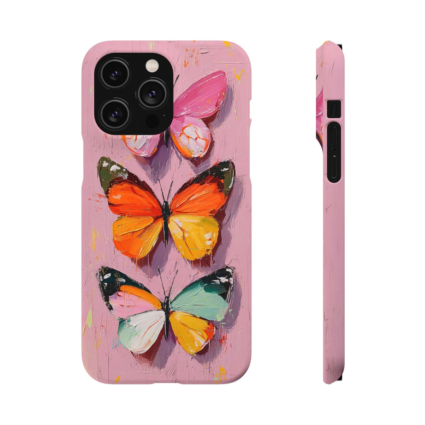 Pink Butterfly Snap Case Cover For iPhone and Samsung
