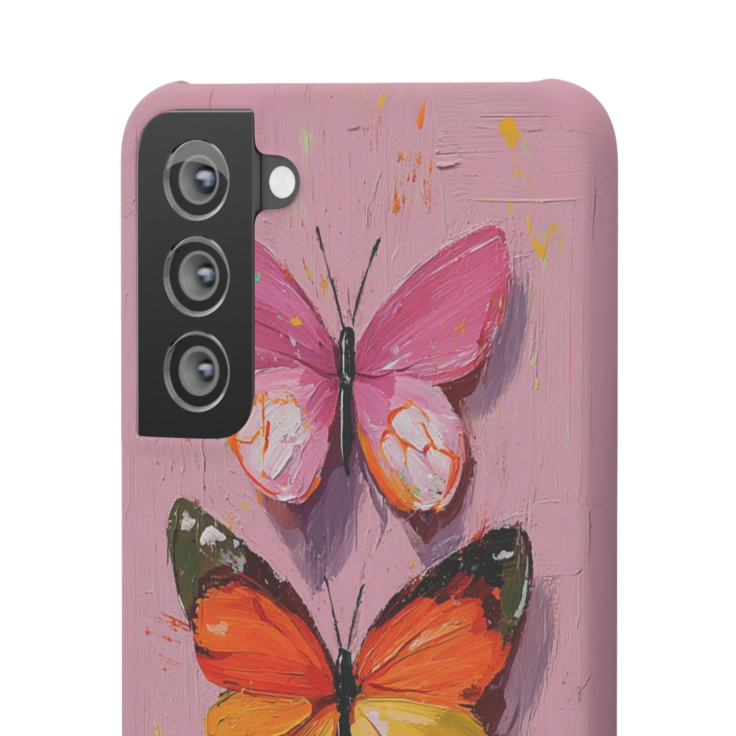 Pink Butterfly Snap Case Cover For iPhone and Samsung