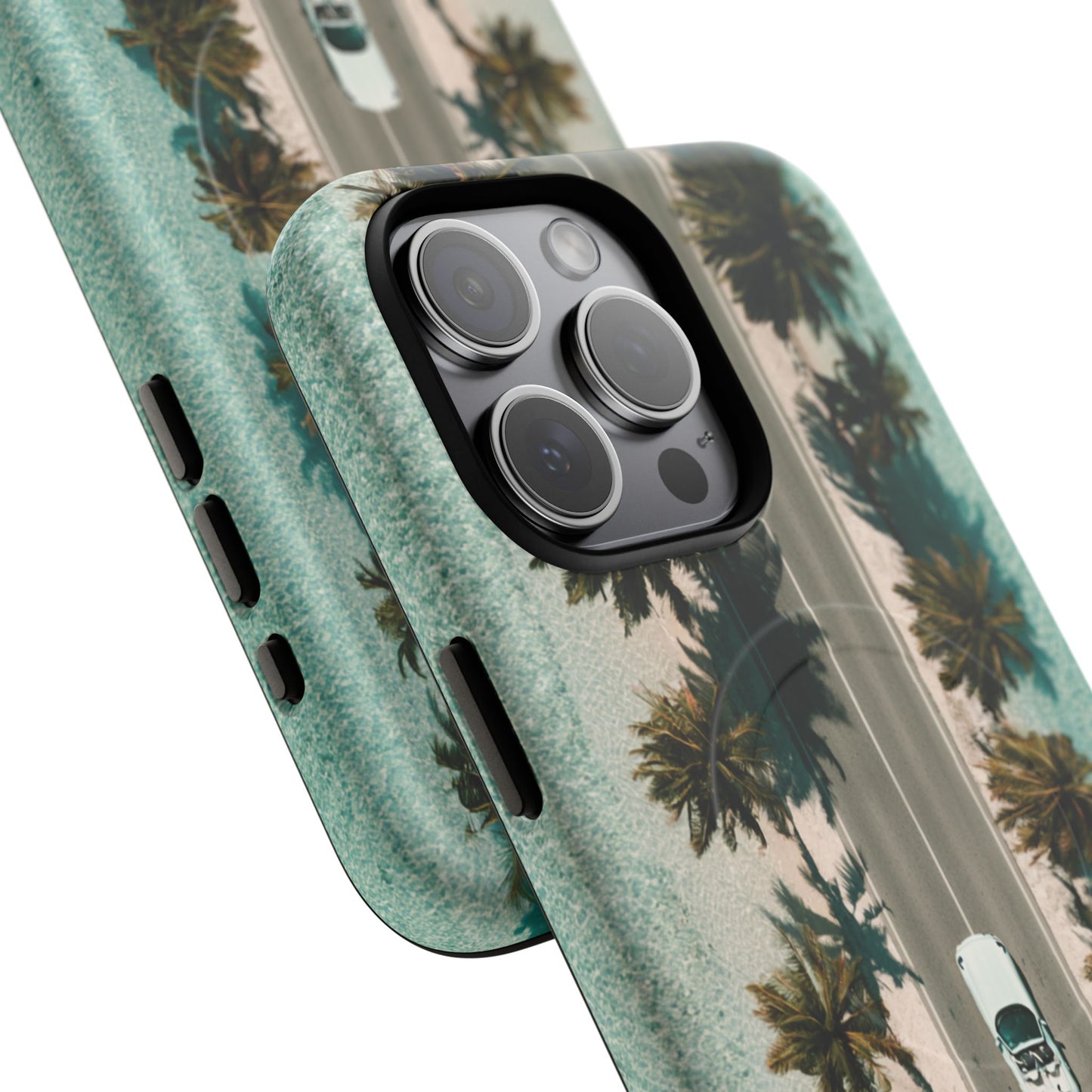 Palm Road Tough Magnetic Phone Case — Coastal Aerial Car Design