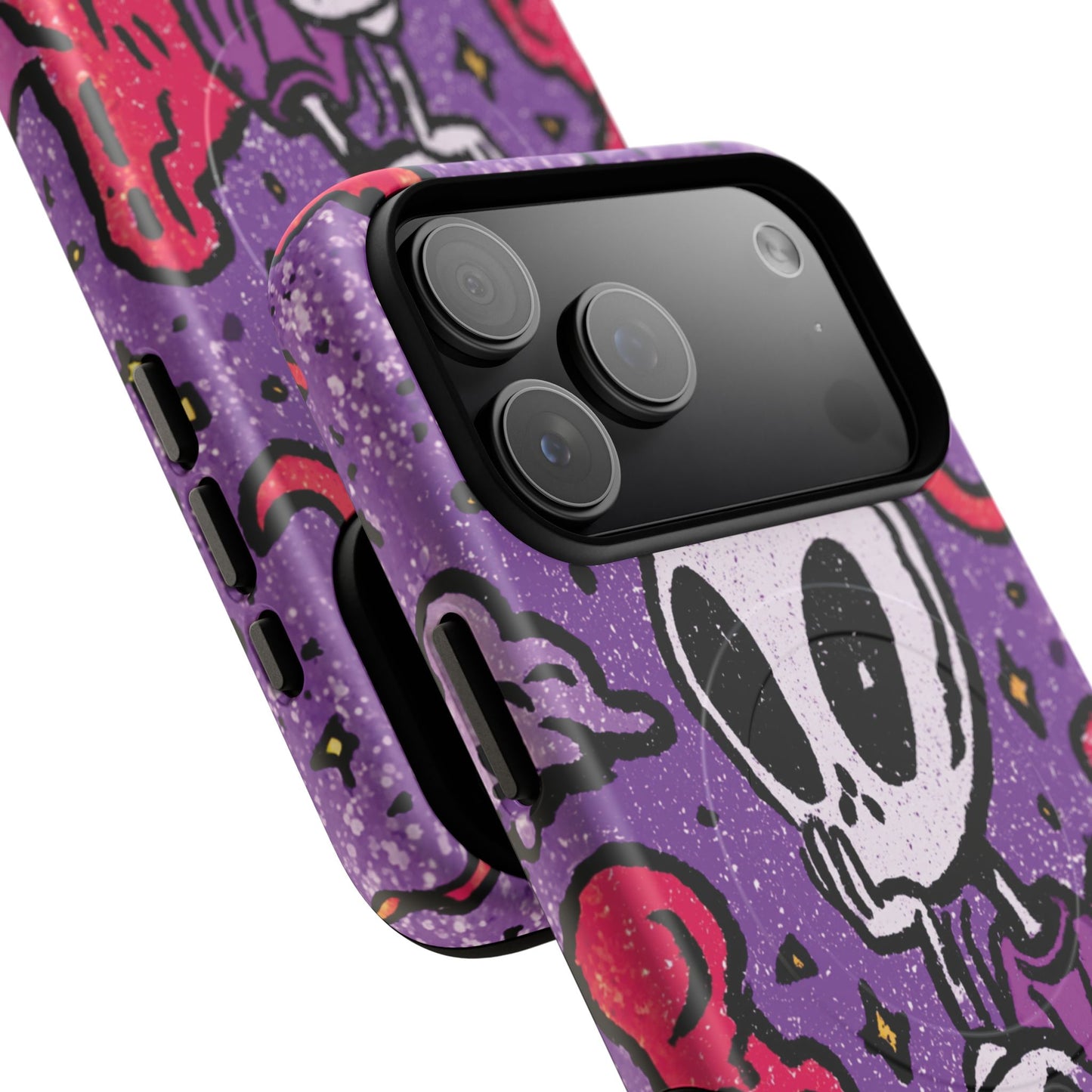 Alien Mushroom Phone Case — Cute Skeletal Space Illustration Tough Magnetic Case