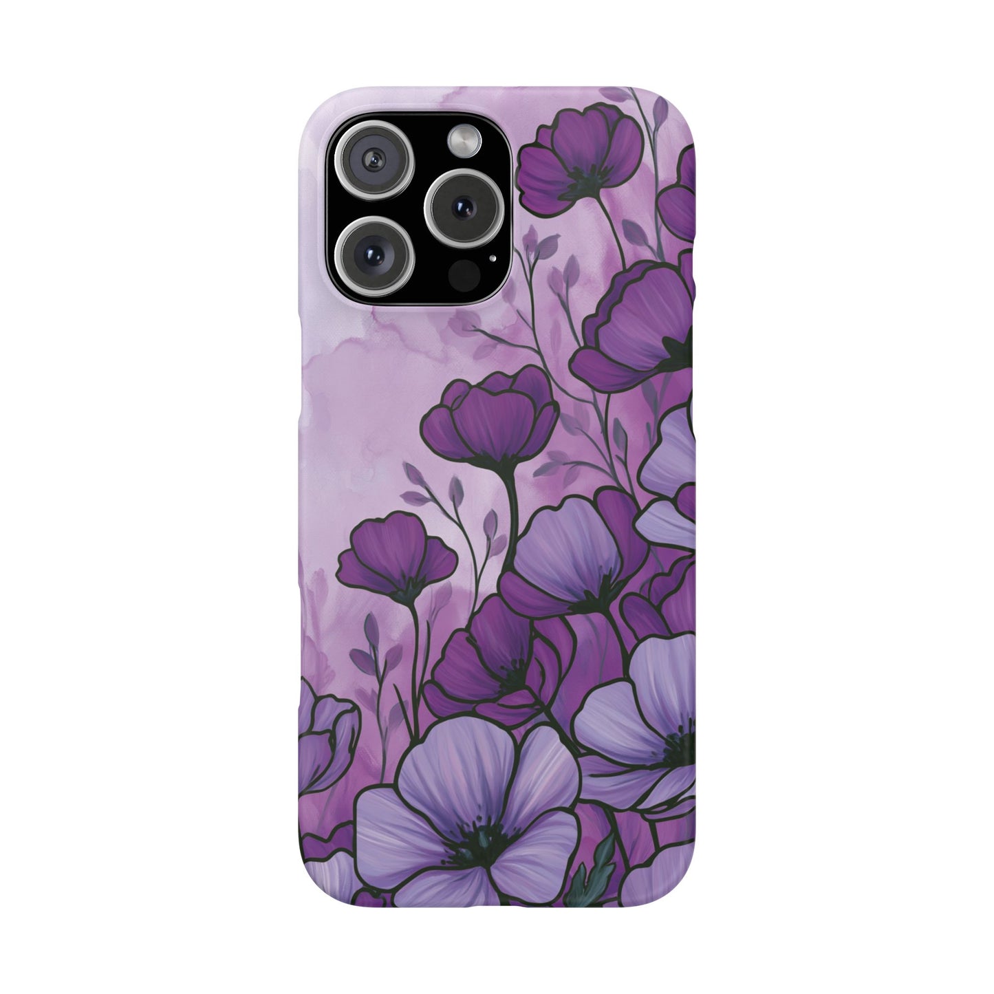 Purple Floral Phone Case – Violet Watercolor Poppy Snap Case