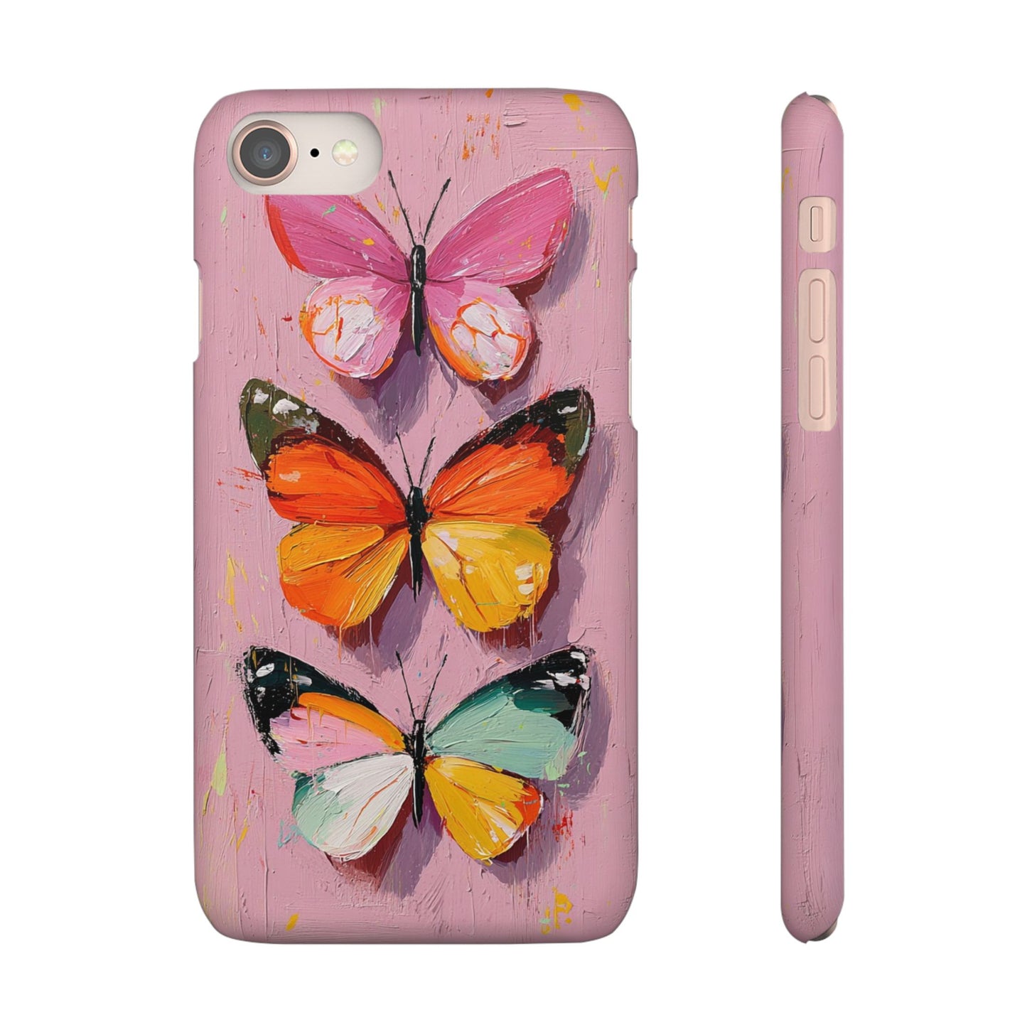 Pink Butterfly Snap Case Cover For iPhone and Samsung