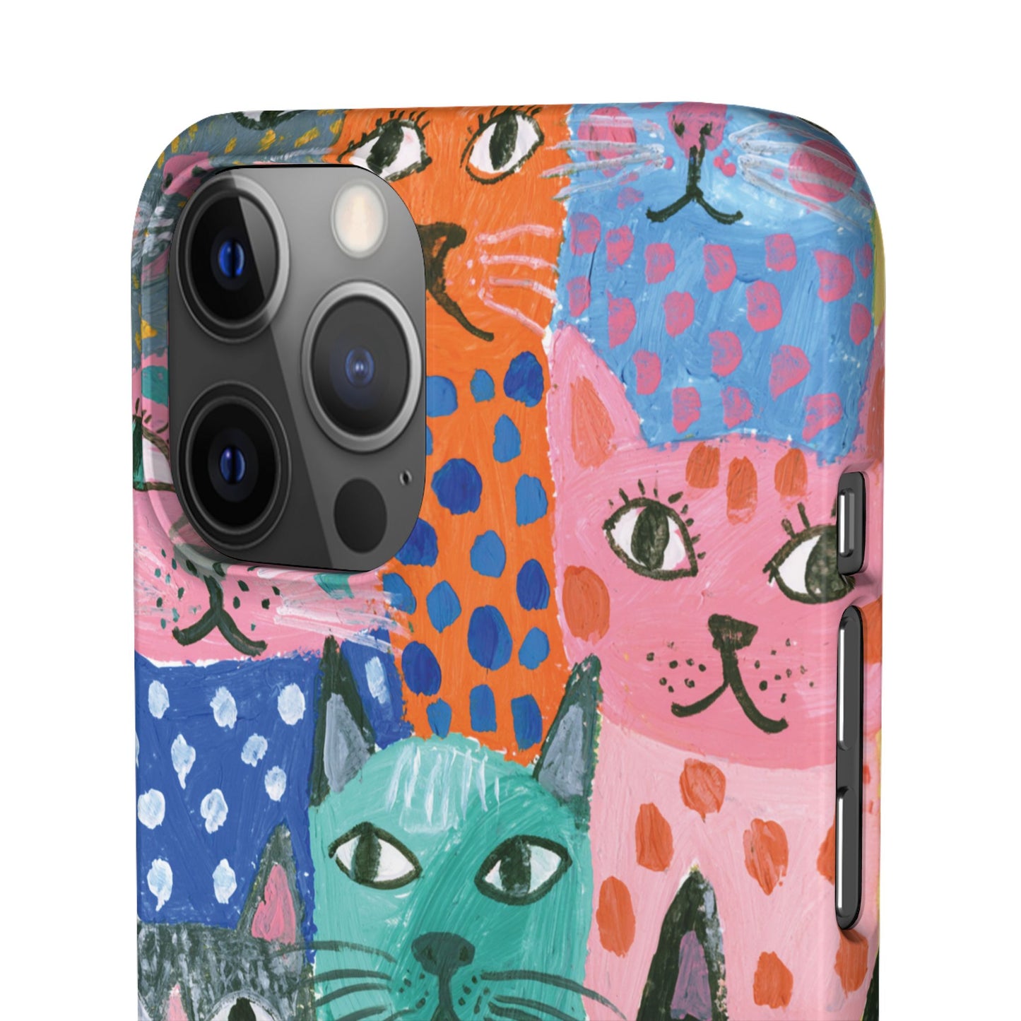 Colorful Cat Pattern Phone Case – Cute Multicolor Kitty Snap Case
