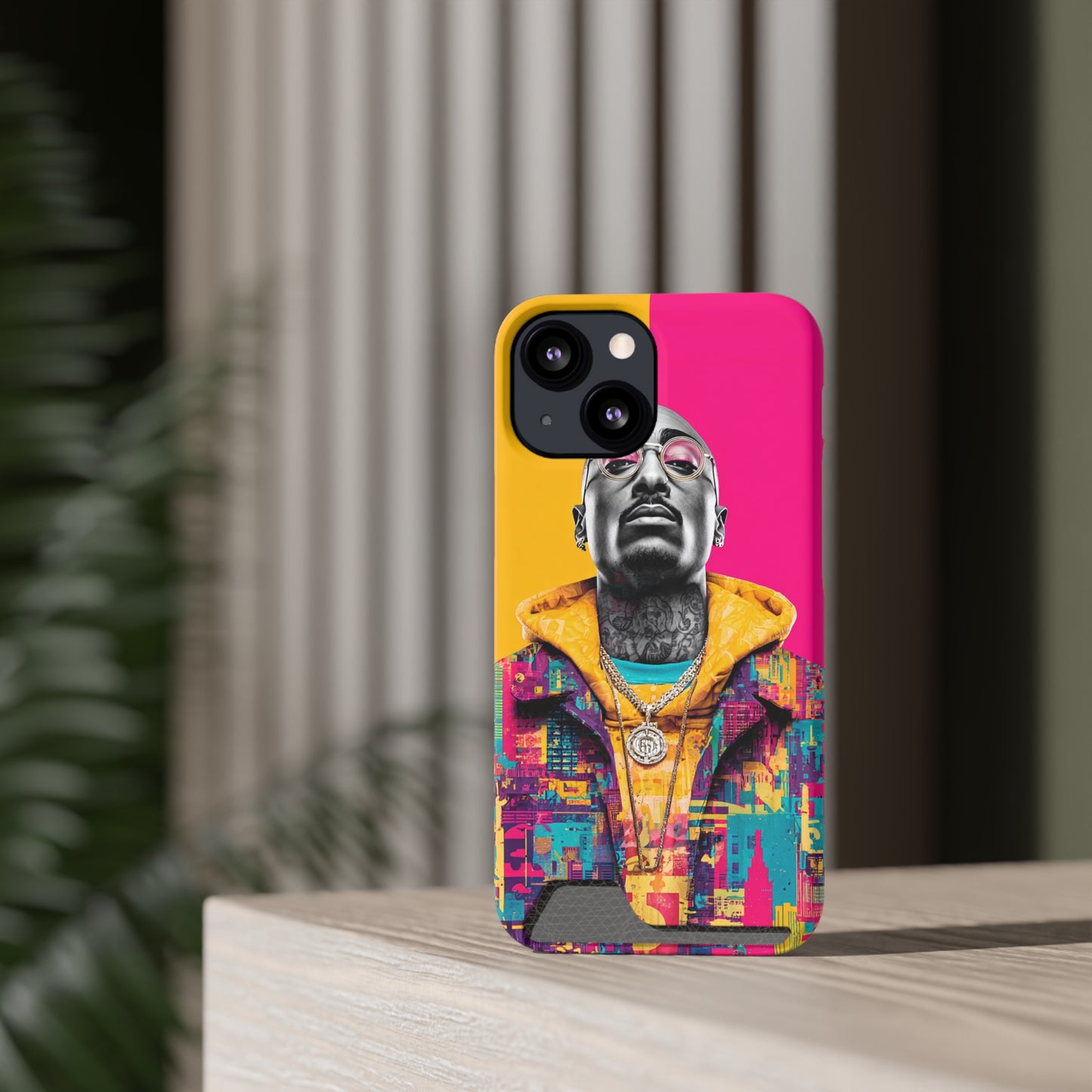Vibrant Phone Case With Card Holder - Retro Style, Hip Hop Lover's Accessory, Colorful Gift, Music Enthusiast Essential, Unique Phone [...]