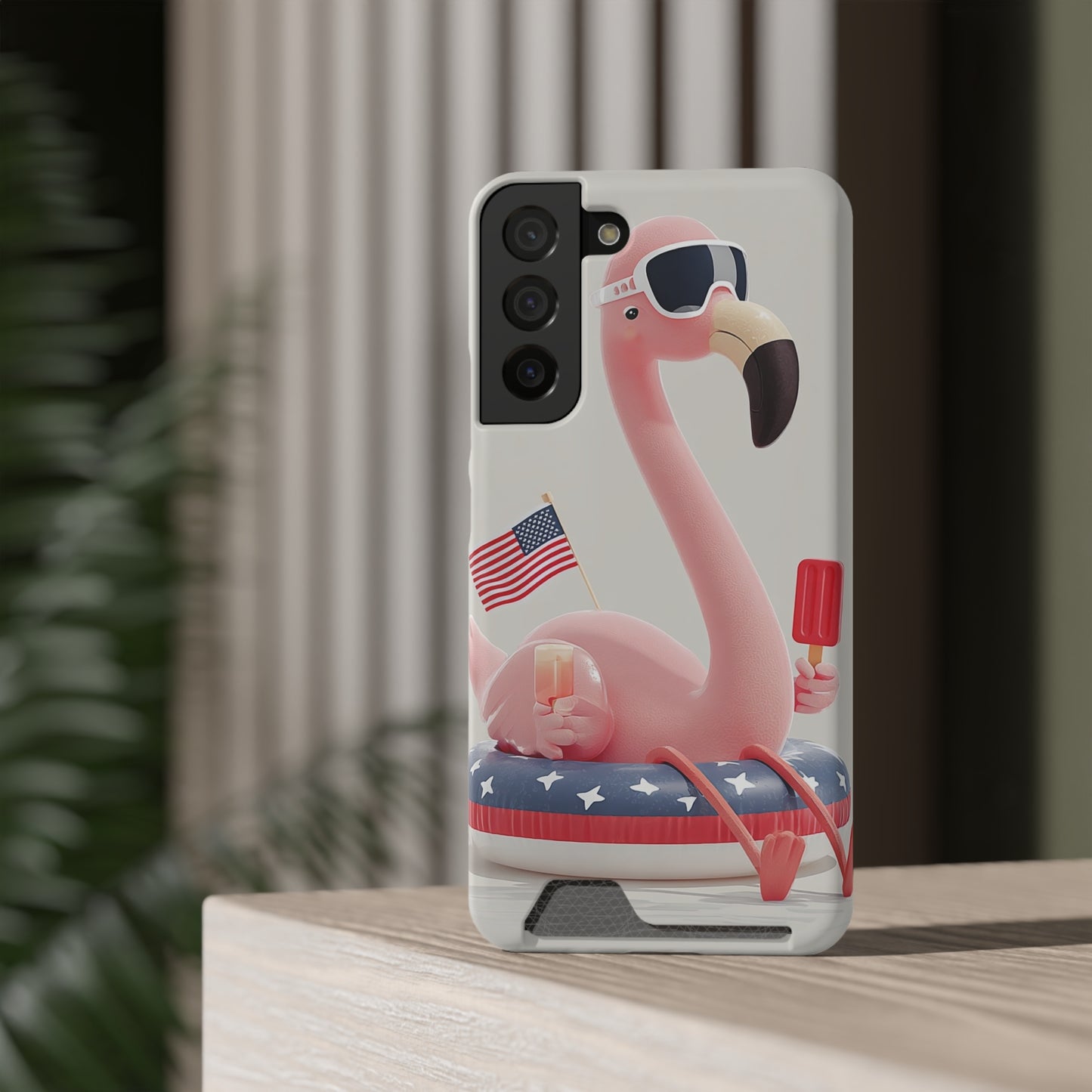 Summer Vibes Phone Case with Card Holder, Cute Flamingo Design, Tropical Cell Phone Accessory, Beach Lover Gift, Fun Summer Accessory, [...]