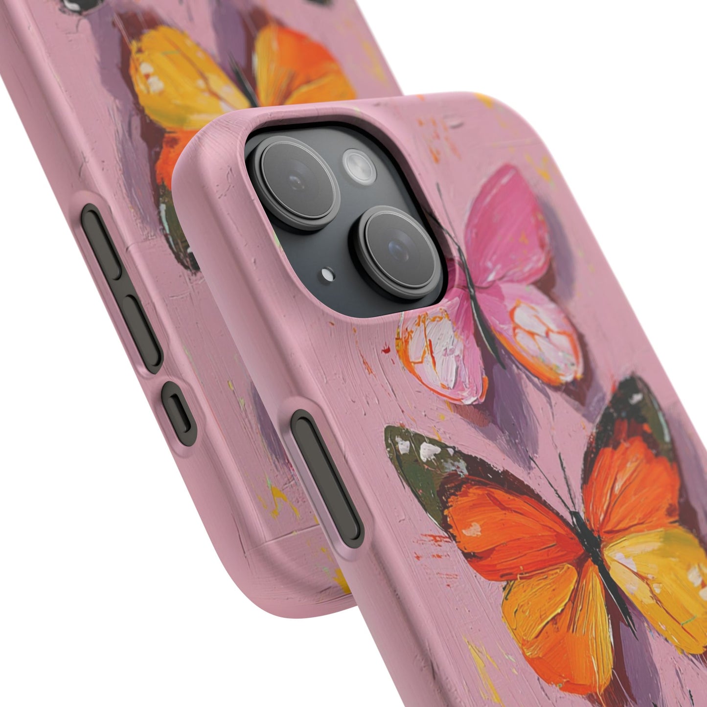 Pink Butterfly Snap Case Cover For iPhone and Samsung