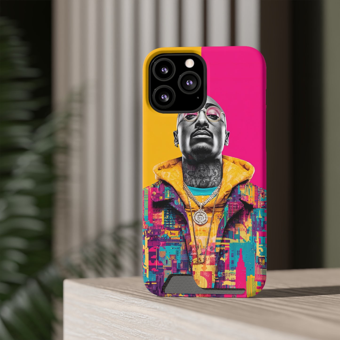 Vibrant Phone Case With Card Holder - Retro Style, Hip Hop Lover's Accessory, Colorful Gift, Music Enthusiast Essential, Unique Phone [...]