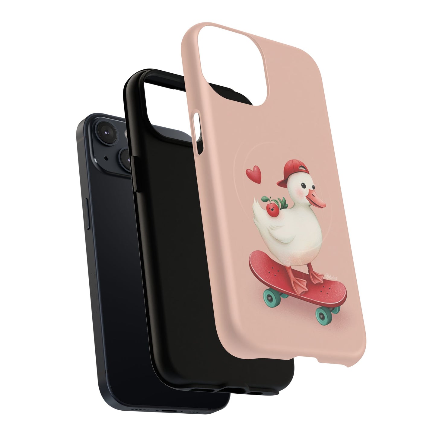 Duck Skateboard Magnetic Phone Case — Cute Pink Protective iPhone Cover