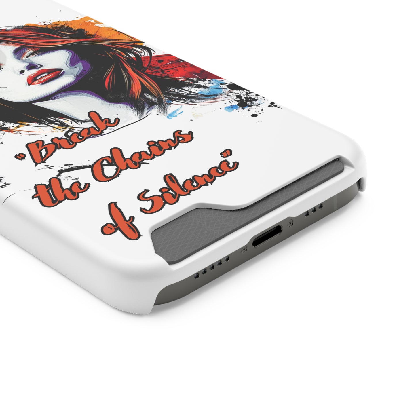 Artistic Phone Case With Card Holder for Empowerment | Break the Chains of Silence, Trendy Gift for Friends, Unique Phone Accessories, [...]