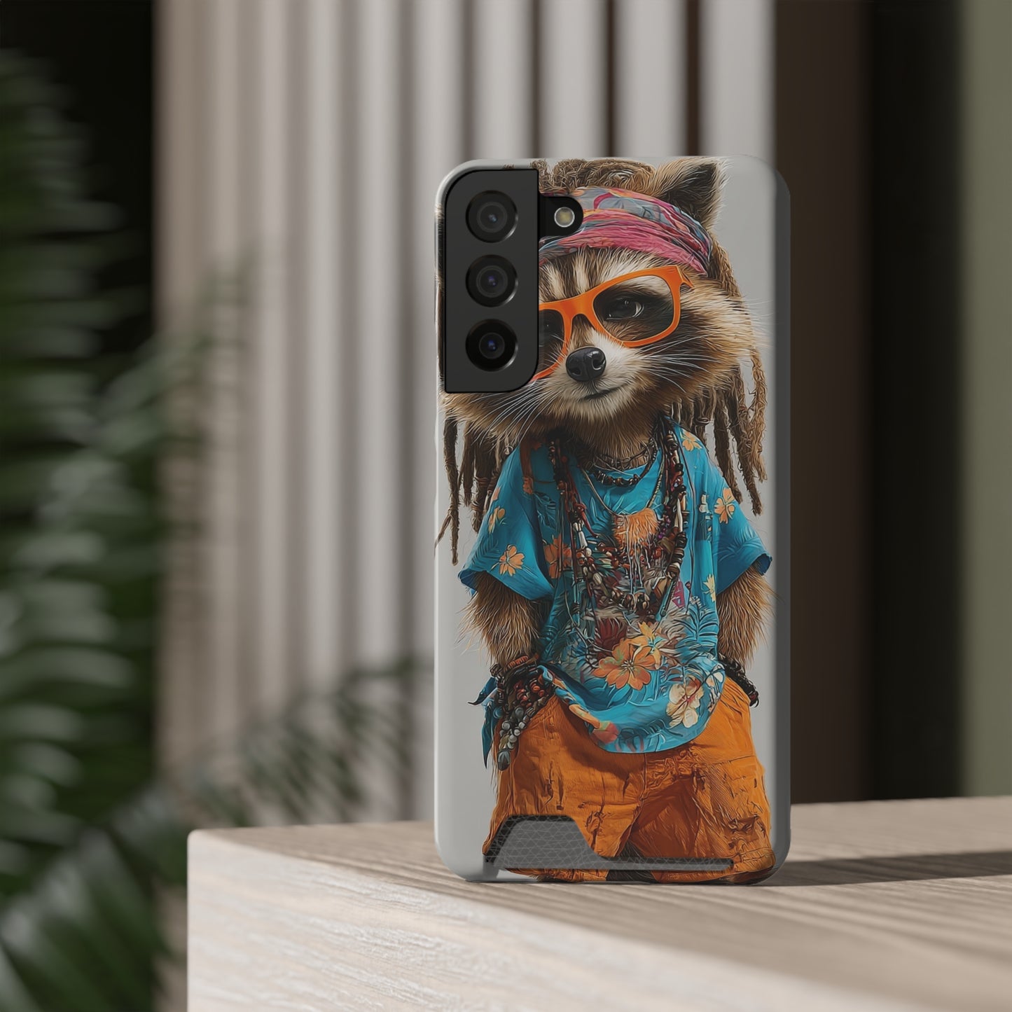 Boho Raccoon Phone Case with Card Holder, Cute Animal Phone Cover, Retro Stylish Phone Protector, Gifts for Animal Lovers, Trendy [...]