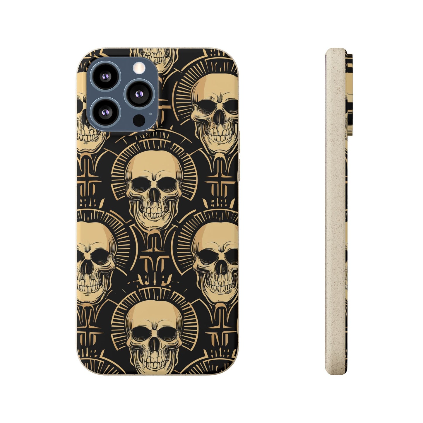 Skull Biodegradable Phone Case, Eco-Friendly iPhone Cover, Sustainable Gift, Cool Skull Design, Skull Art Accessories, Halloween Decor