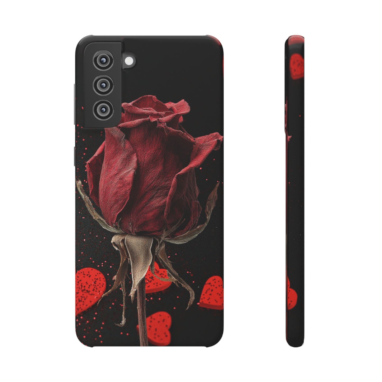 Romantic Rose Snap Case, Floral Phone Cover, Valentines Day Gift, Trendy Mobile Accessory, Heart Design Case, Elegant Phone Protector
