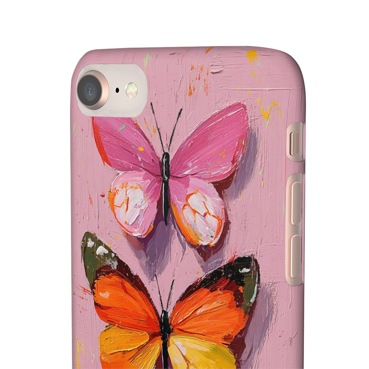 Pink Butterfly Snap Case Cover For iPhone and Samsung