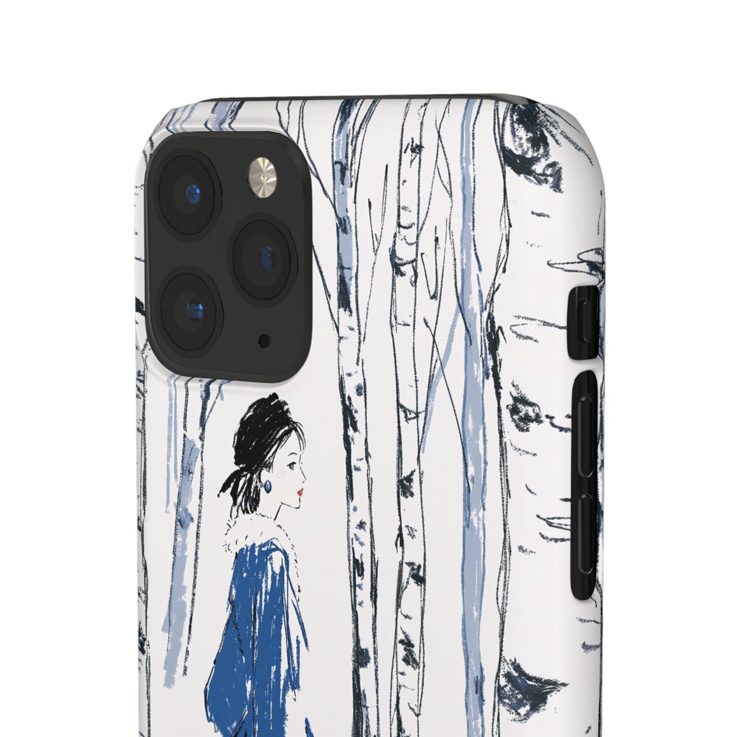 Birch Walk Phone Case — Stylish Blue Winter Illustration Snap Case