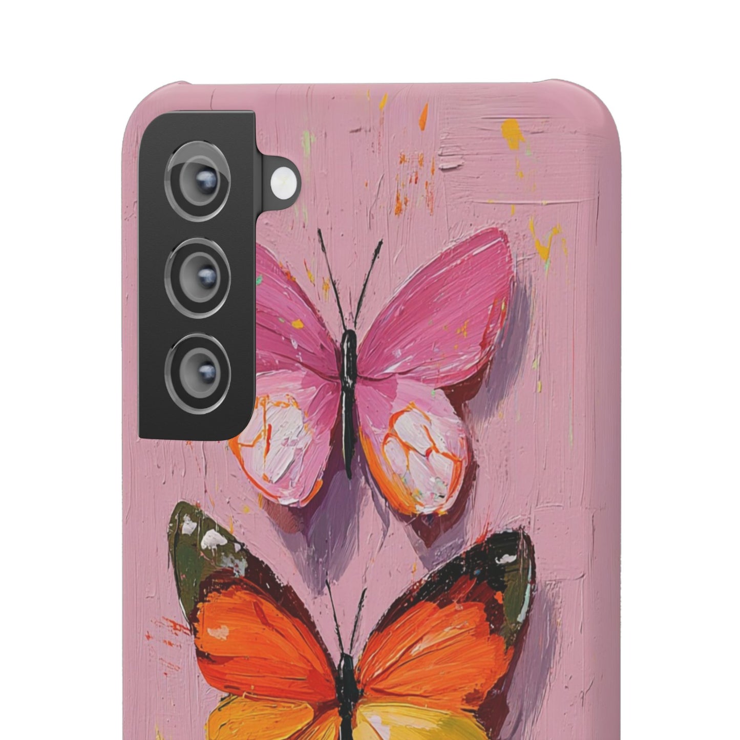 Pink Butterfly Snap Case Cover For iPhone and Samsung