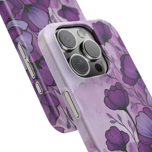 Purple Floral Phone Case – Violet Watercolor Poppy Snap Case