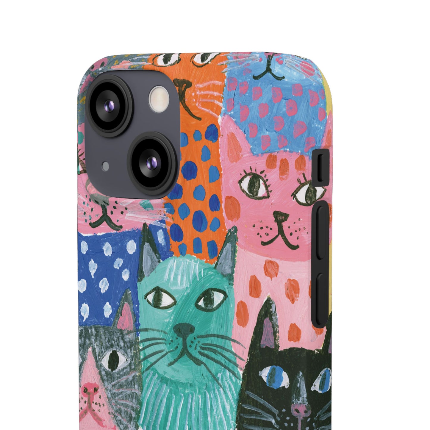 Colorful Cat Pattern Phone Case – Cute Multicolor Kitty Snap Case