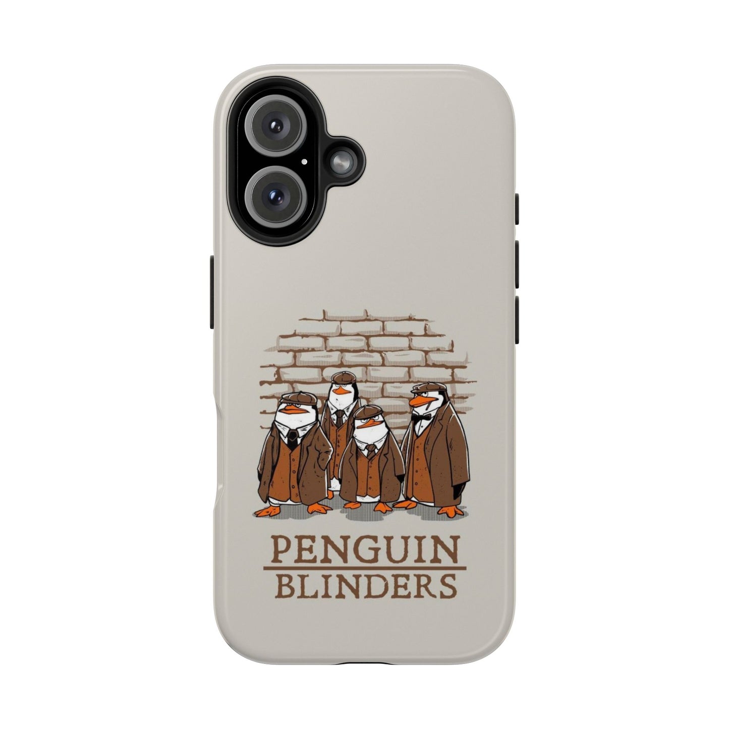 Penguin Blinders Vintage Grey Phone Case | iPhone 17 Tough Case