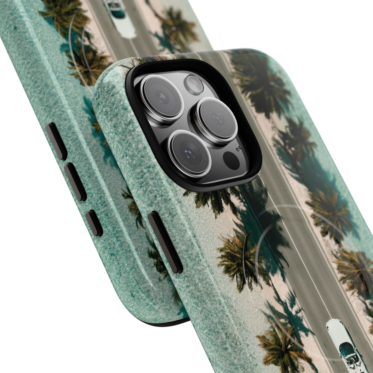 Palm Road Tough Magnetic Phone Case — Coastal Aerial Car Design