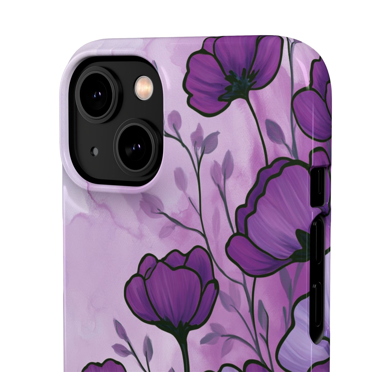 Purple Floral Phone Case – Violet Watercolor Poppy Snap Case