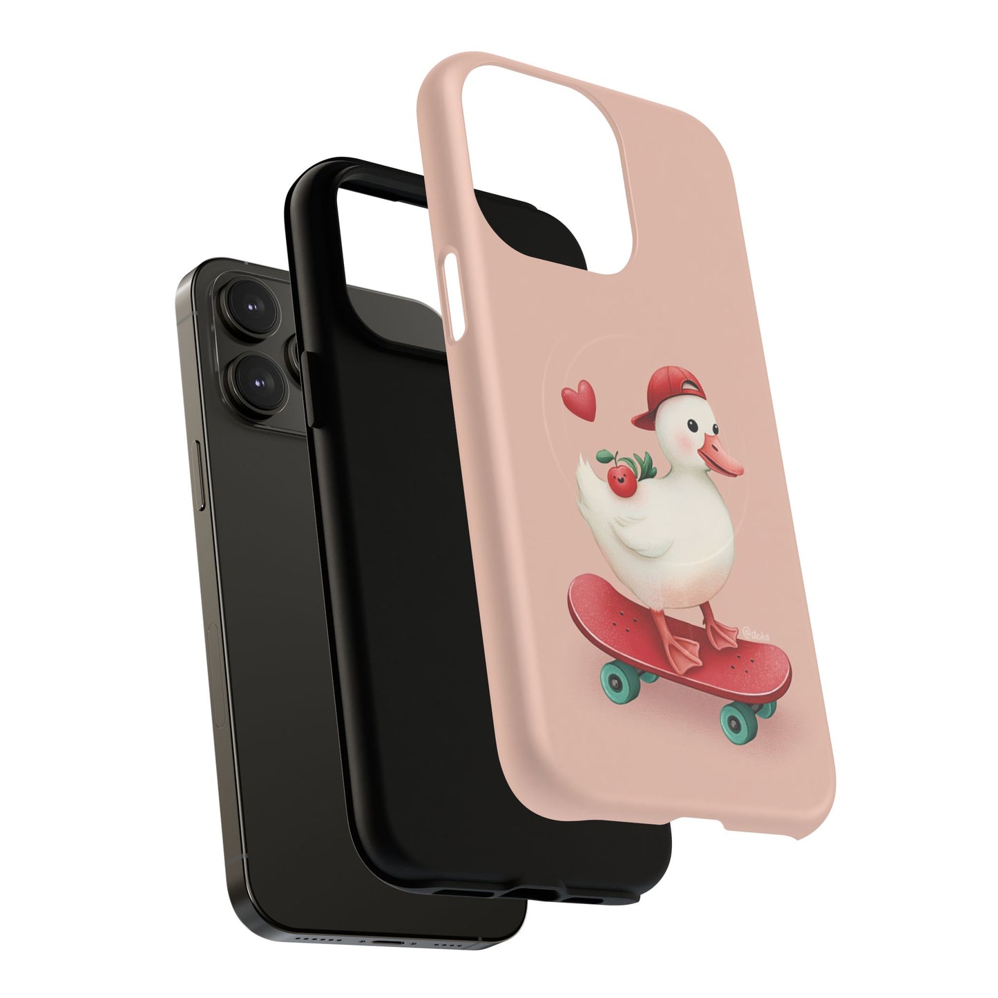 Duck Skateboard Magnetic Phone Case — Cute Pink Protective iPhone Cover