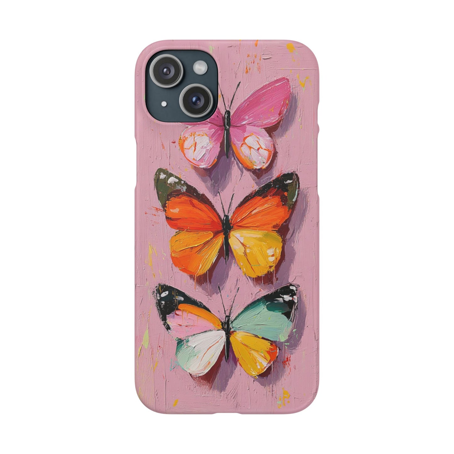 Pink Butterfly Snap Case Cover For iPhone and Samsung