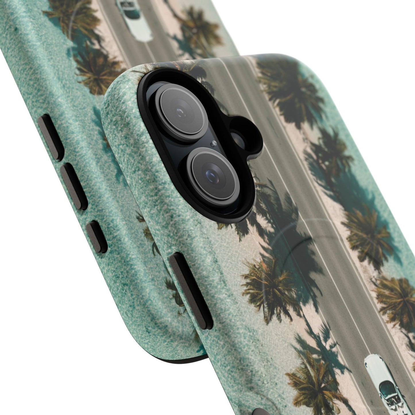 Palm Road Tough Magnetic Phone Case — Coastal Aerial Car Design