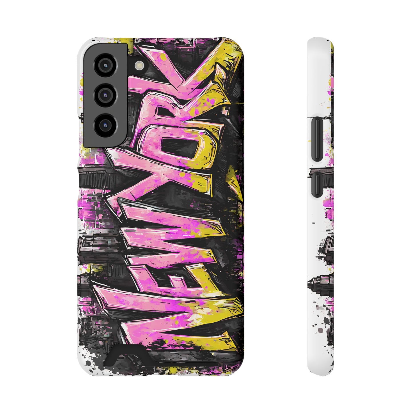 Urban Graffiti Phone Case with Card Holder, NY Street Art Phone Protection, Trendy Accessory, Gifts for City Lovers, Unique Tech Gift