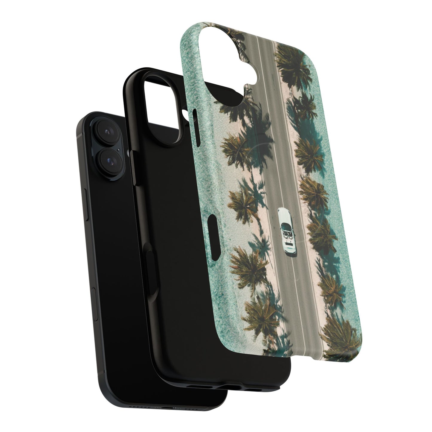 Palm Road Tough Magnetic Phone Case — Coastal Aerial Car Design