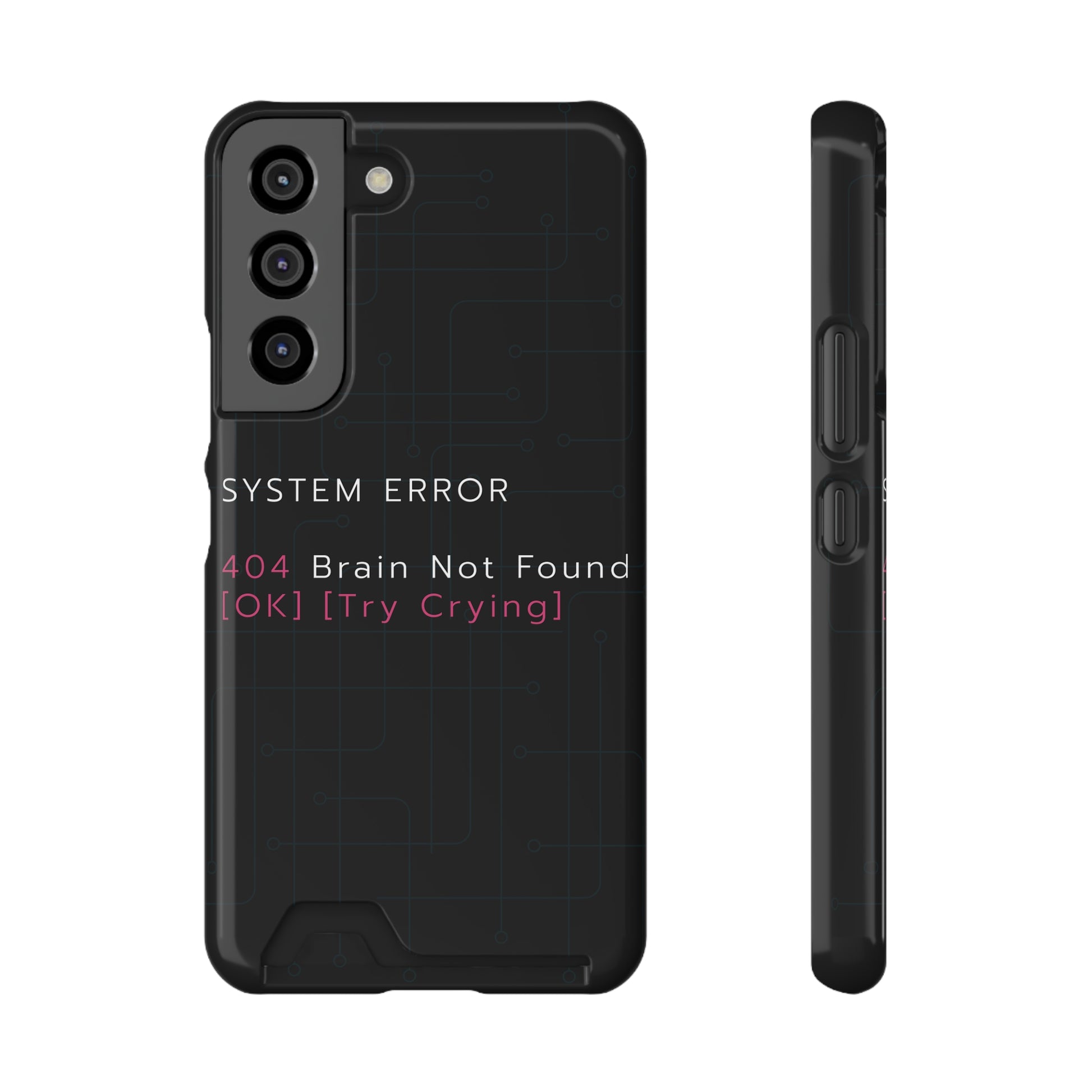 Sleek phone case with back card holder slot in modern tech-inspired design