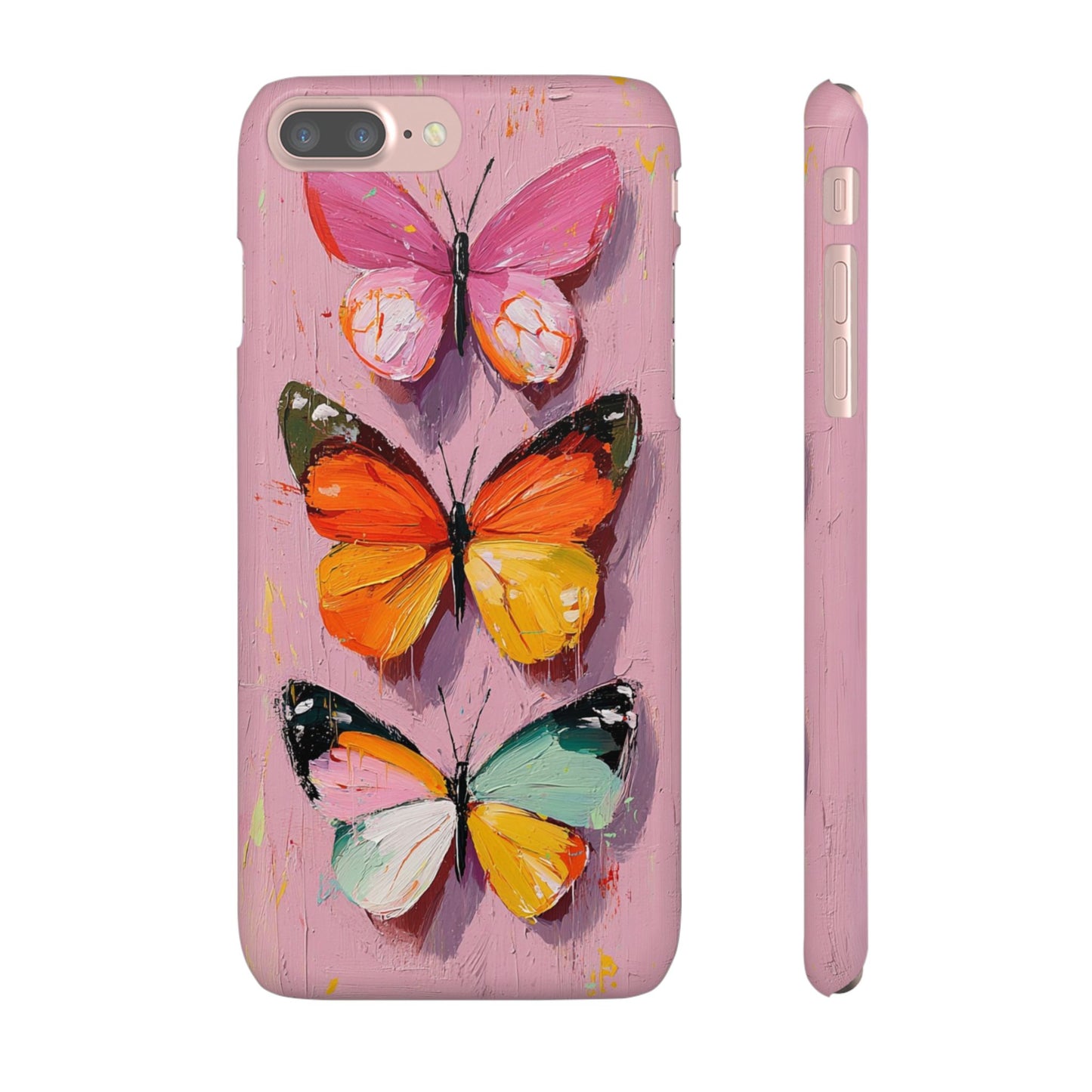 Pink Butterfly Snap Case Cover For iPhone and Samsung