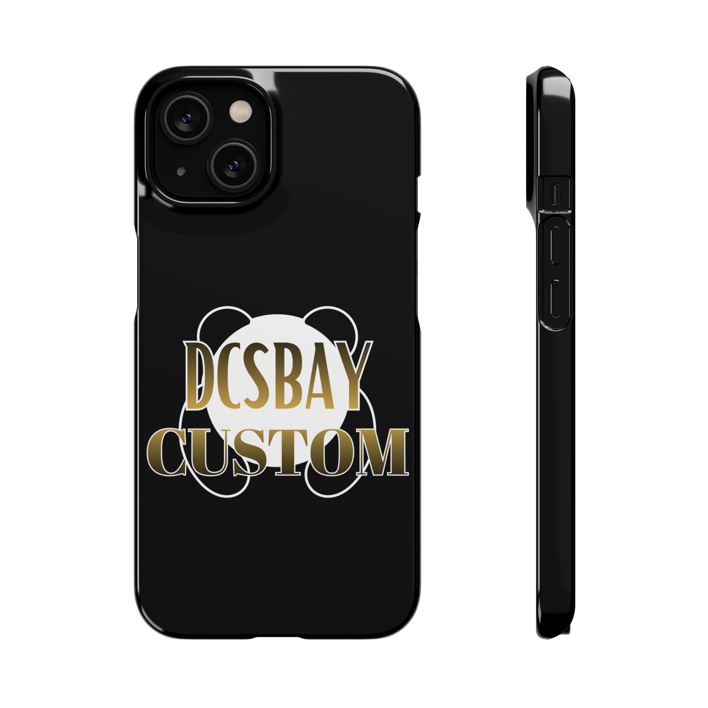 Phone Case — Glossy Black Custom "DCSBAY CUSTOM" Logo Snap Case