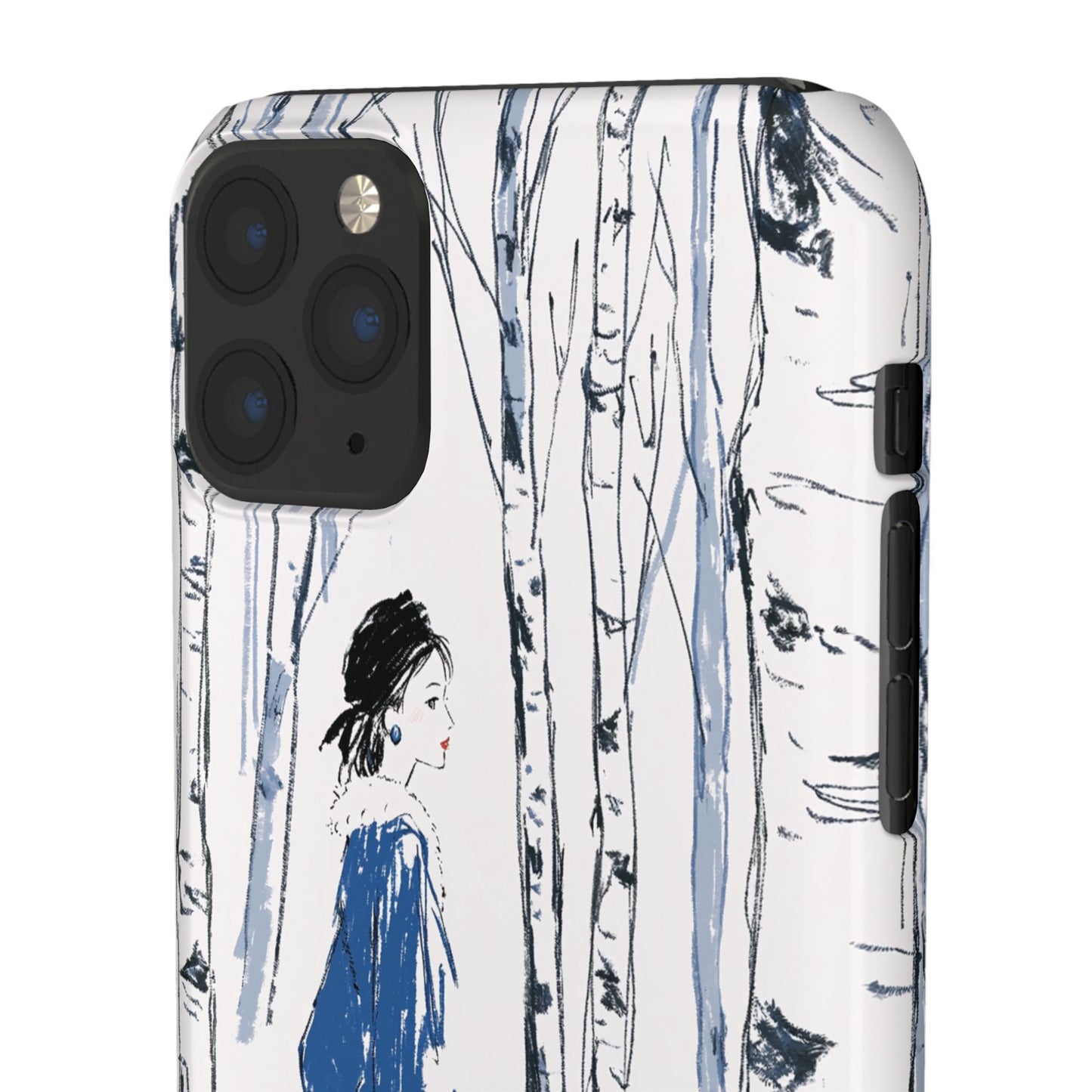 Birch Walk Phone Case — Stylish Blue Winter Illustration Snap Case