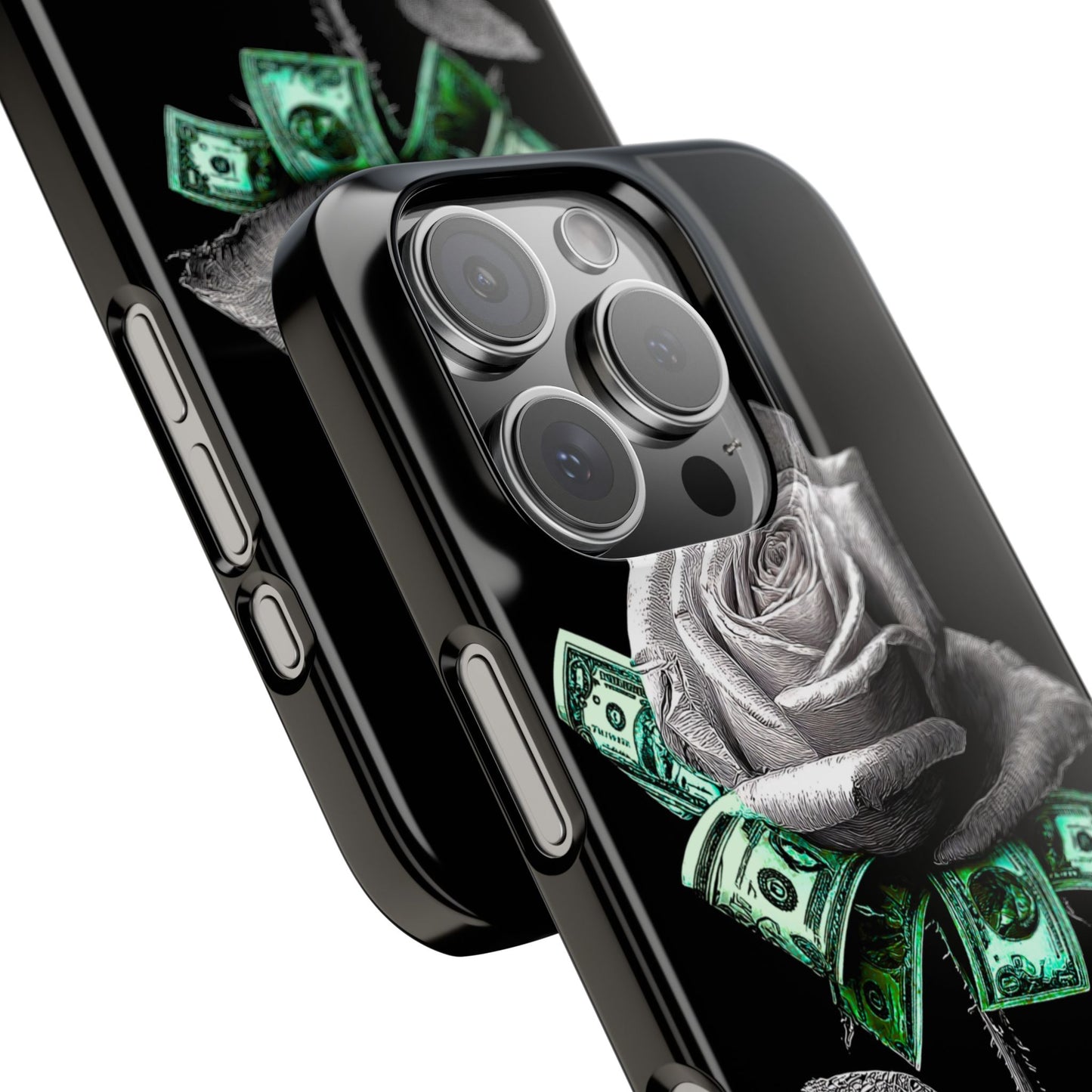 Stylish Rose & Money Snap Case - Floral Phone Protection, Trendy Gift for Him/Her, Birthday Present, Accessories for Teens