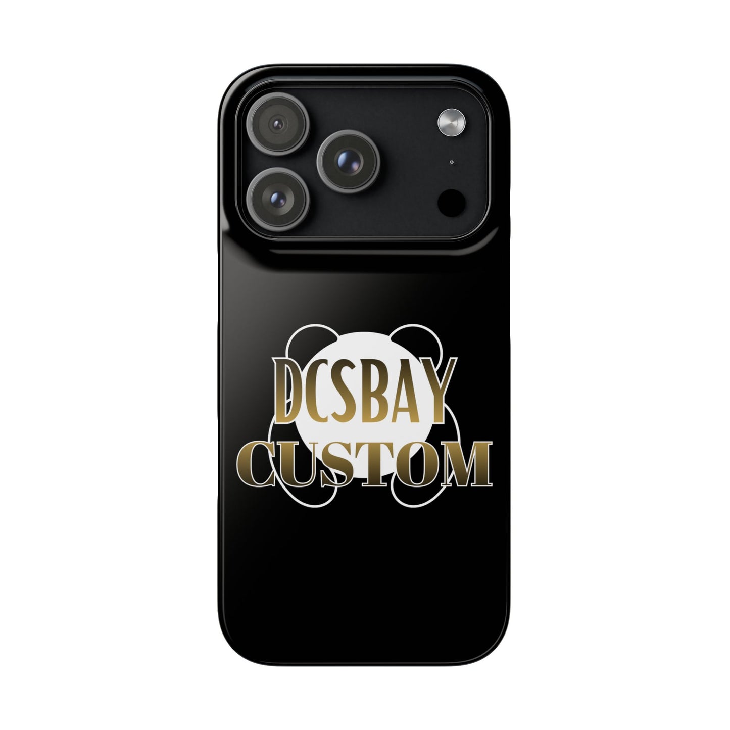 Phone Case — Glossy Black Custom "DCSBAY CUSTOM" Logo Snap Case