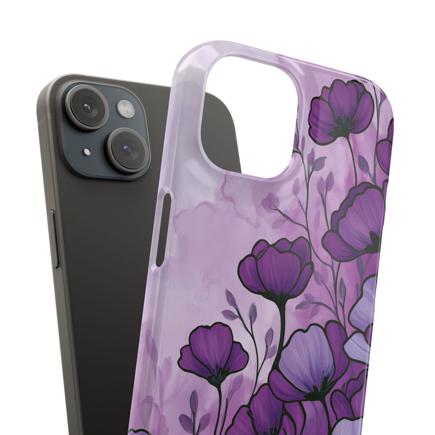 Purple Floral Phone Case – Violet Watercolor Poppy Snap Case