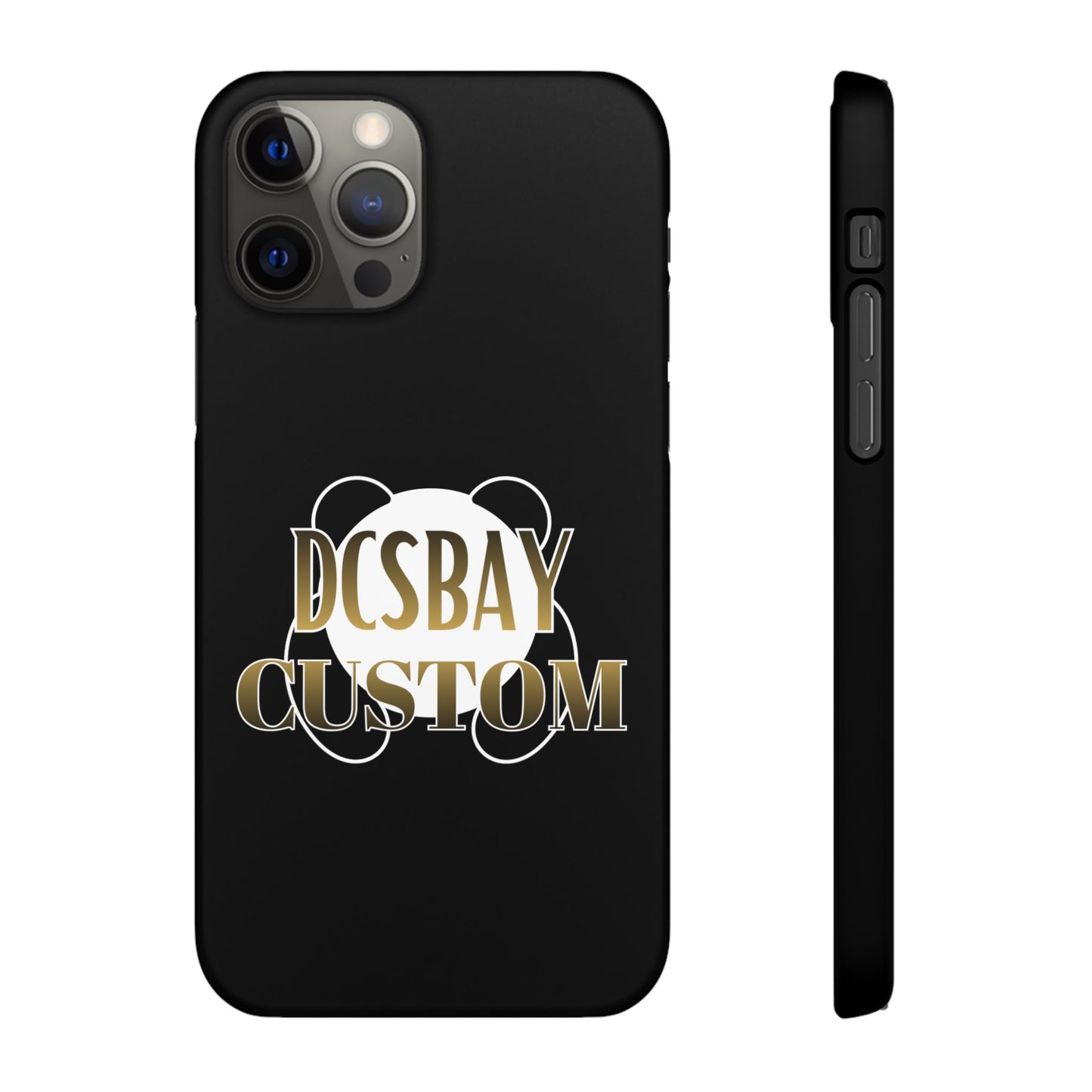 Phone Case — Glossy Black Custom "DCSBAY CUSTOM" Logo Snap Case
