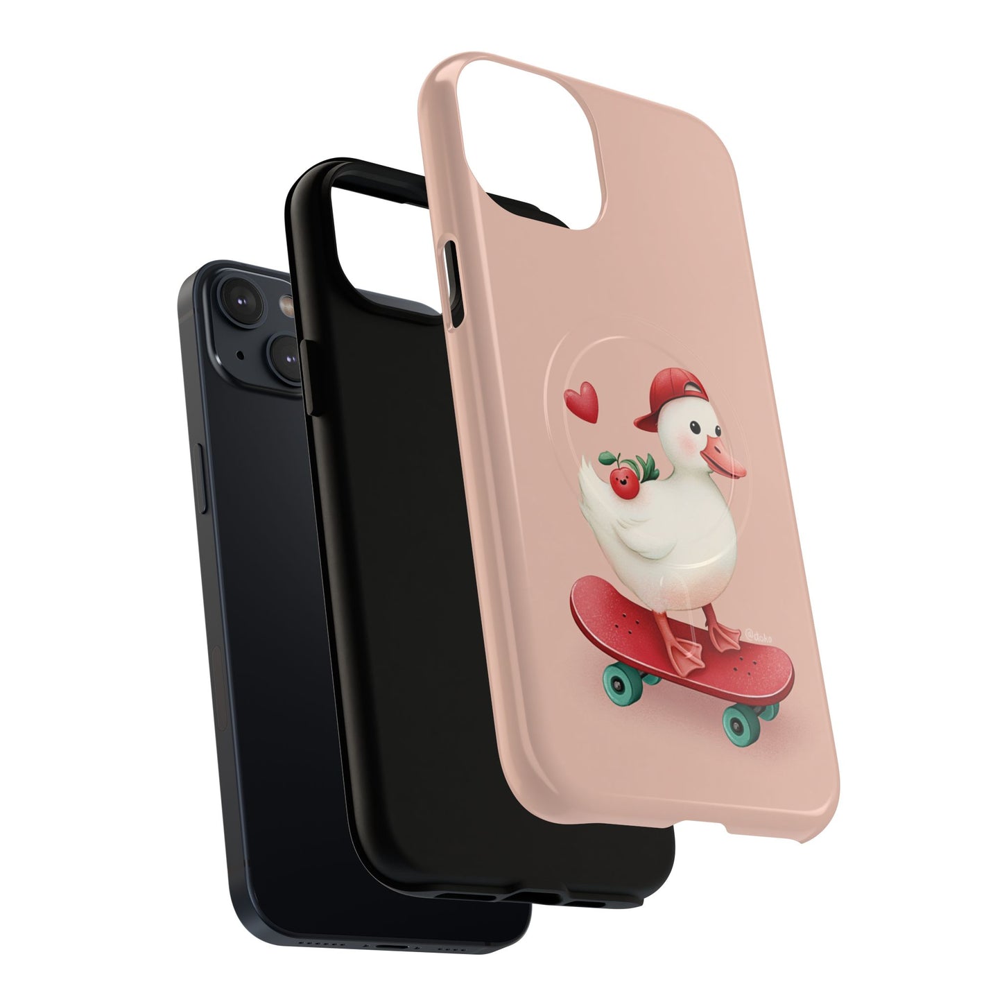 Duck Skateboard Magnetic Phone Case — Cute Pink Protective iPhone Cover