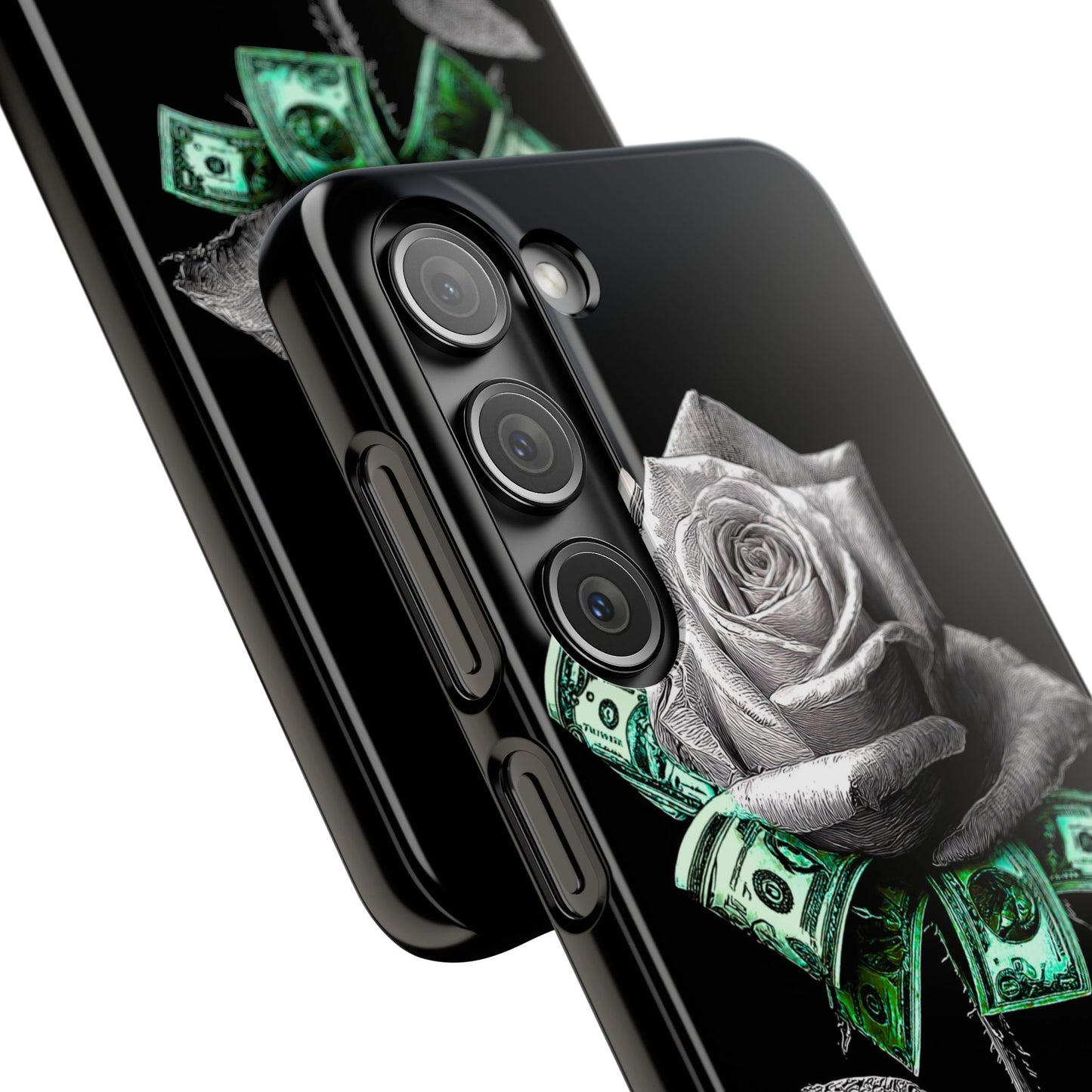 Stylish Rose & Money Snap Case - Floral Phone Protection, Trendy Gift for Him/Her, Birthday Present, Accessories for Teens