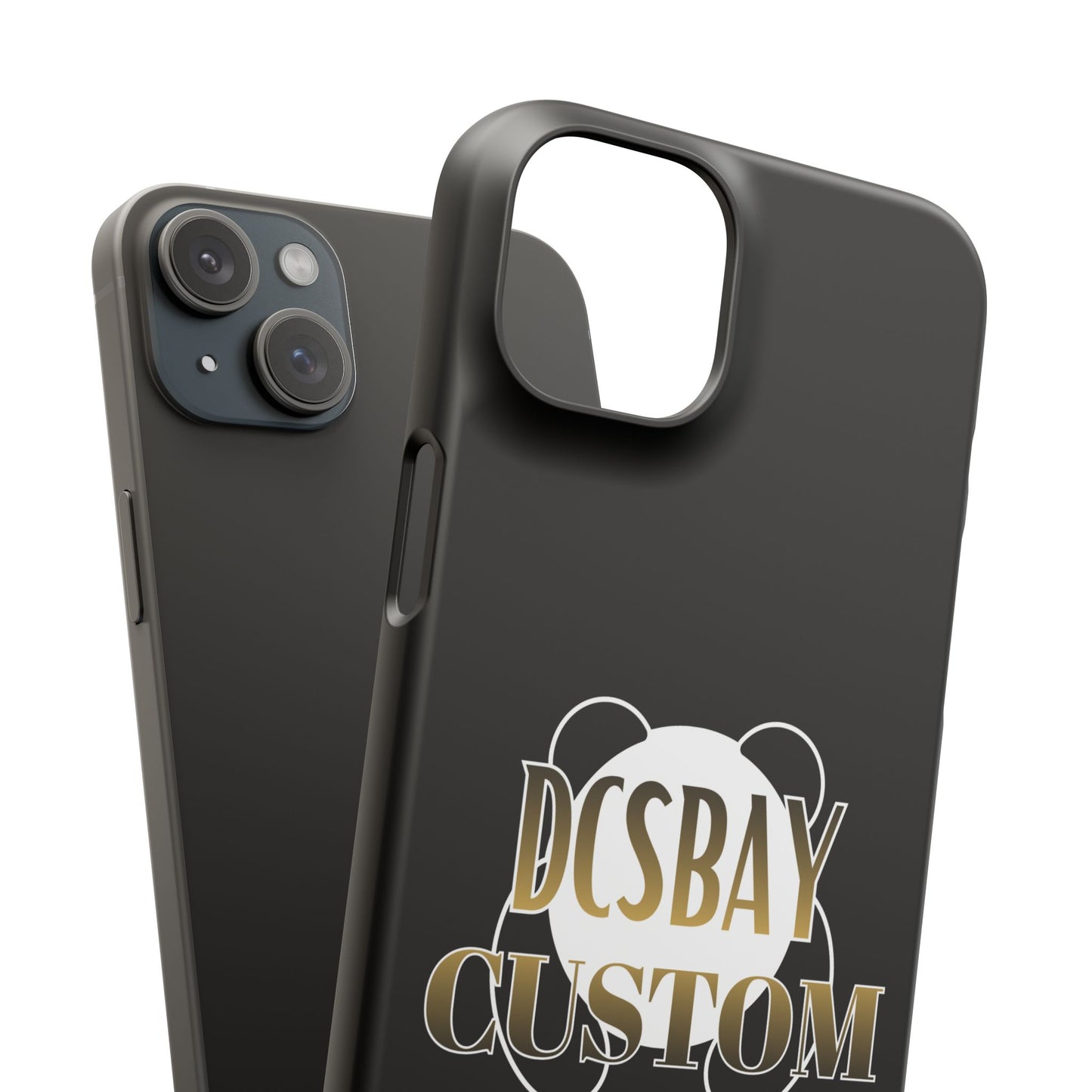 Phone Case — Glossy Black Custom "DCSBAY CUSTOM" Logo Snap Case