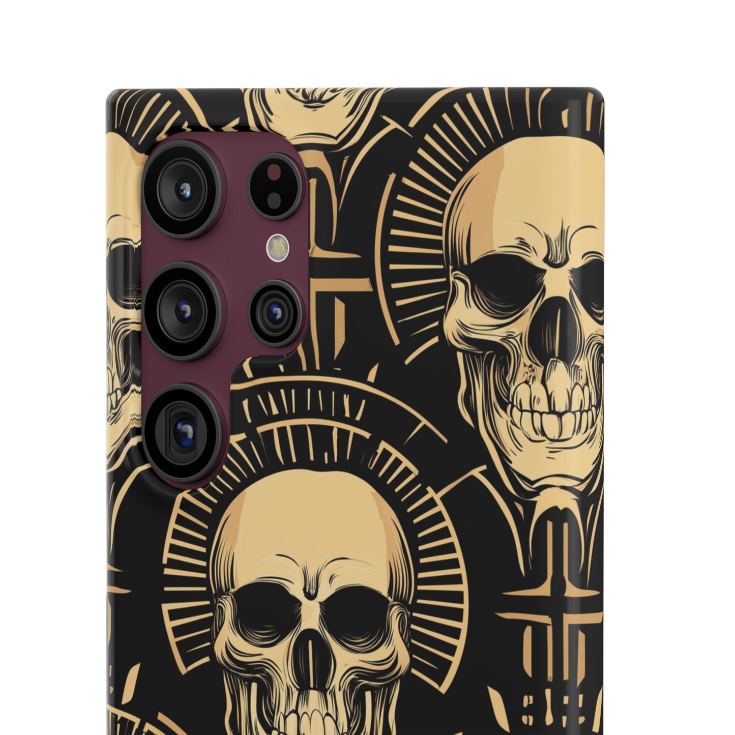 Skull Print Snap Case, Edgy Phone Cover for Goth Lovers, Protective Shell for Halloween, Unique Gift for Him or Her