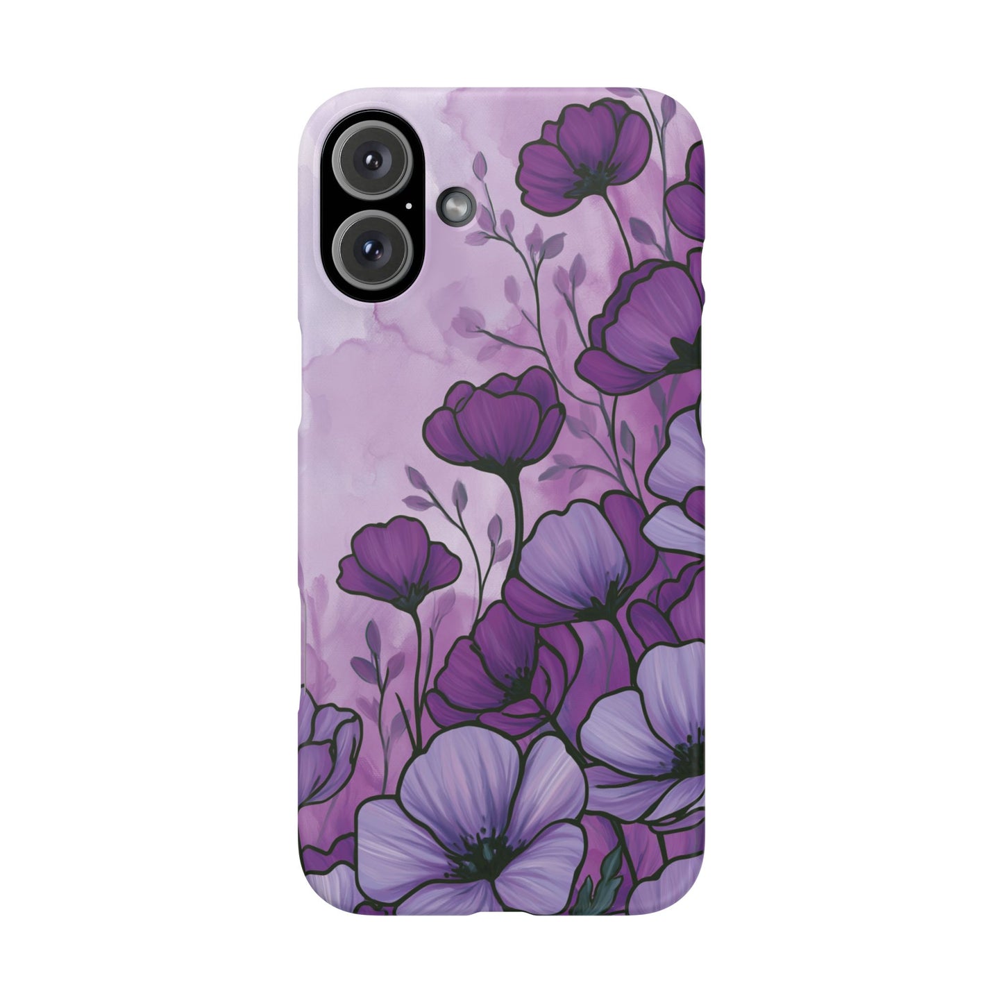 Purple Floral Phone Case – Violet Watercolor Poppy Snap Case