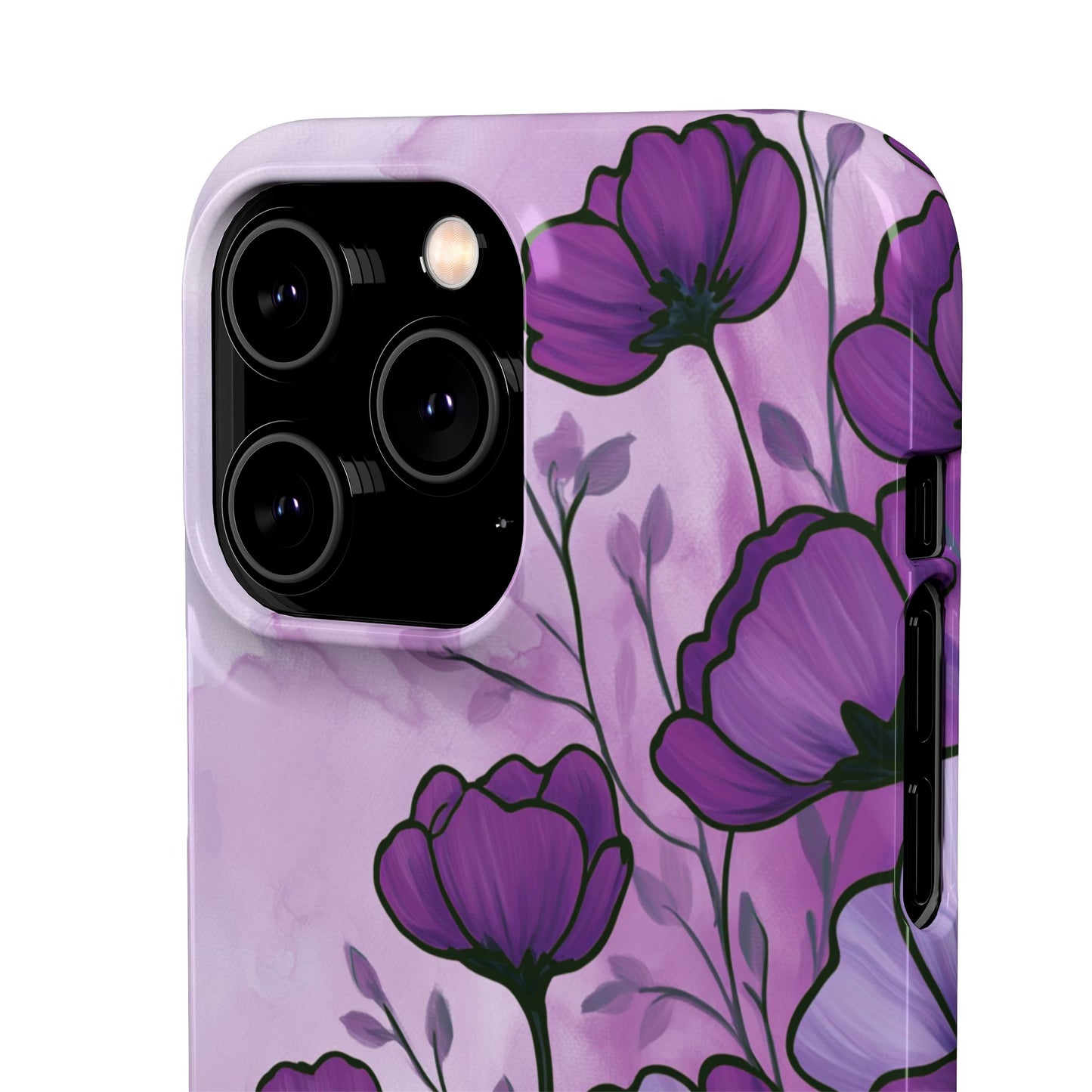 Purple Floral Phone Case – Violet Watercolor Poppy Snap Case