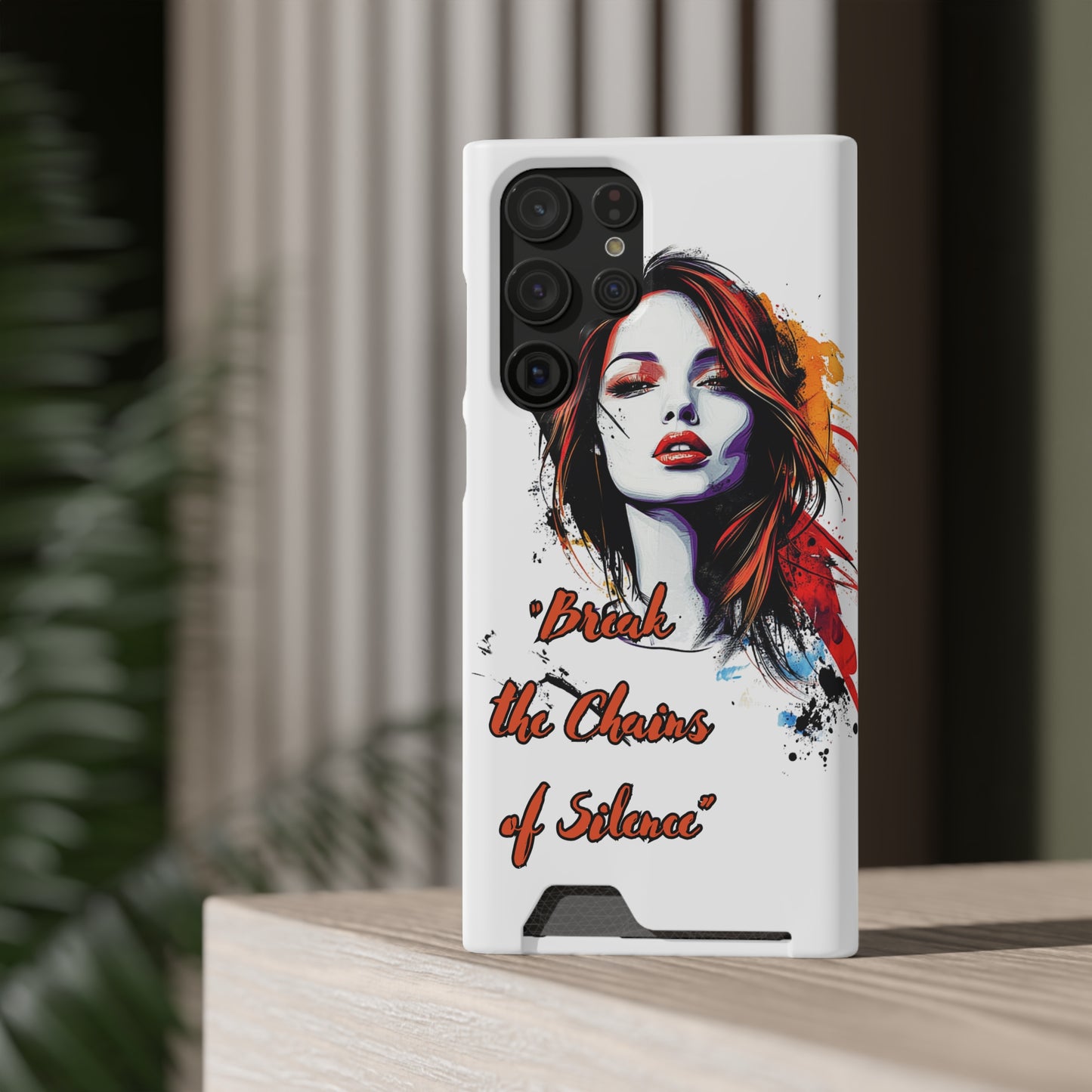 Artistic Phone Case With Card Holder for Empowerment | Break the Chains of Silence, Trendy Gift for Friends, Unique Phone Accessories, [...]
