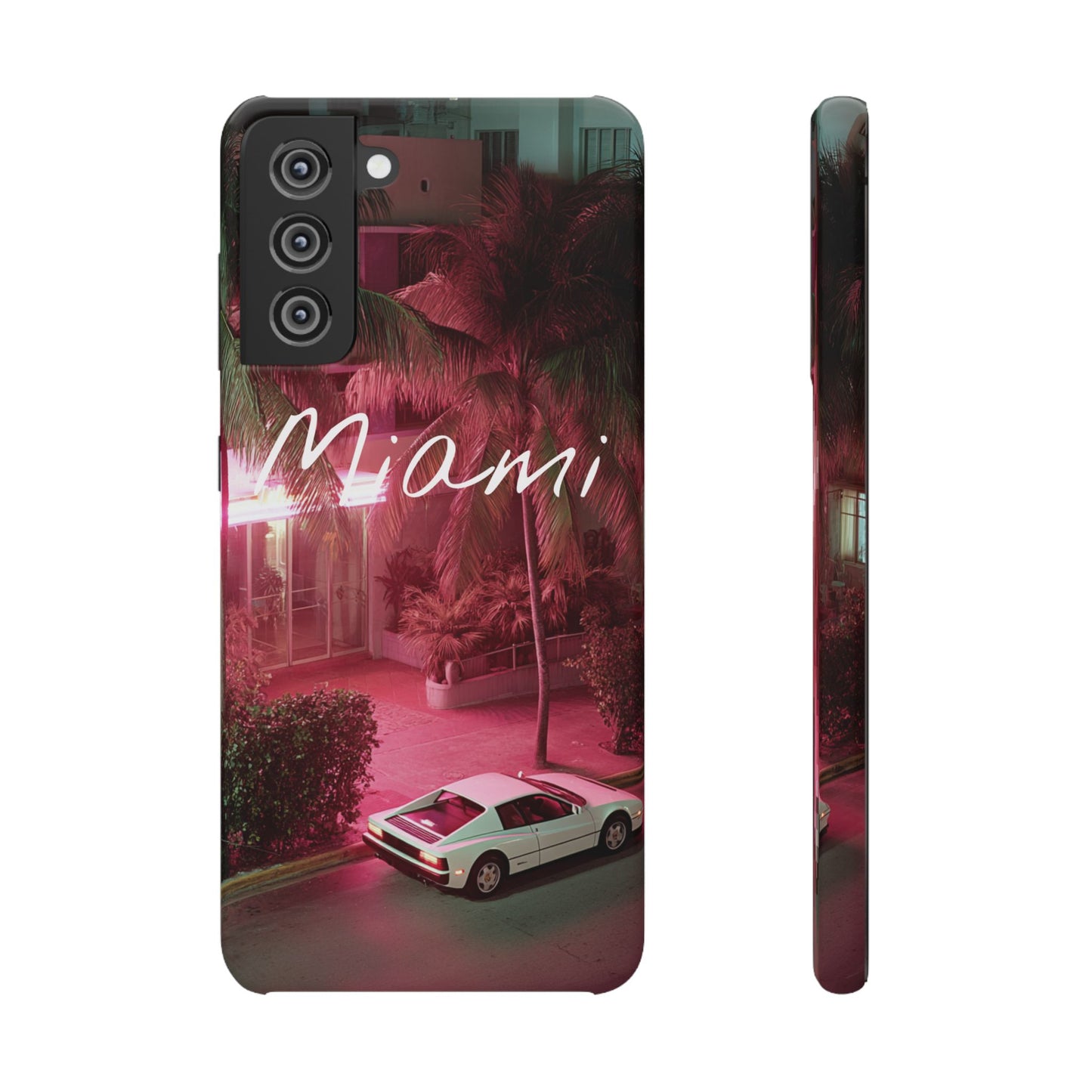 Miami Vibes Snap Case, Tropical Phone Cover, Summer Accessory, Gift for Travel Lovers, Neon Aesthetic, Beach-themed Tech