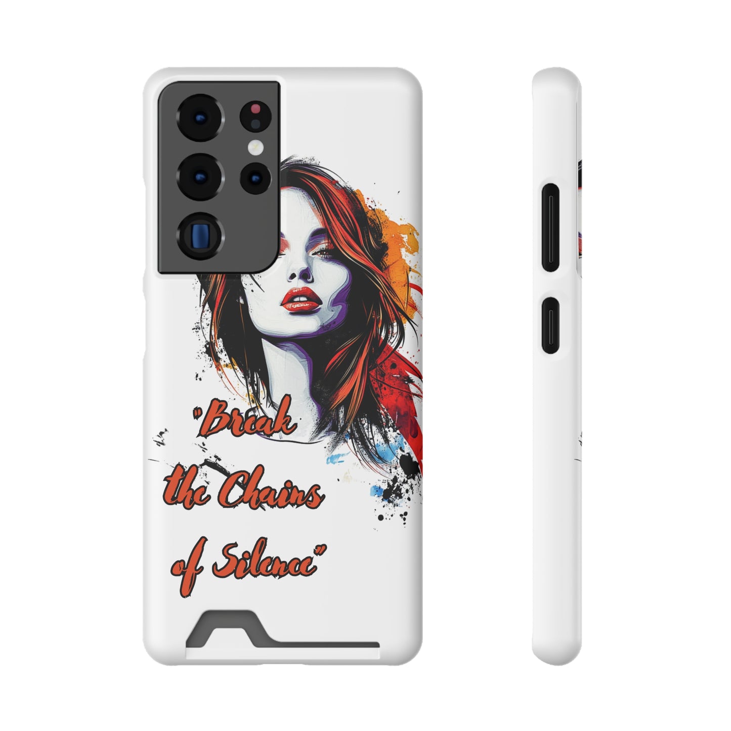 Artistic Phone Case With Card Holder for Empowerment | Break the Chains of Silence, Trendy Gift for Friends, Unique Phone Accessories, [...]
